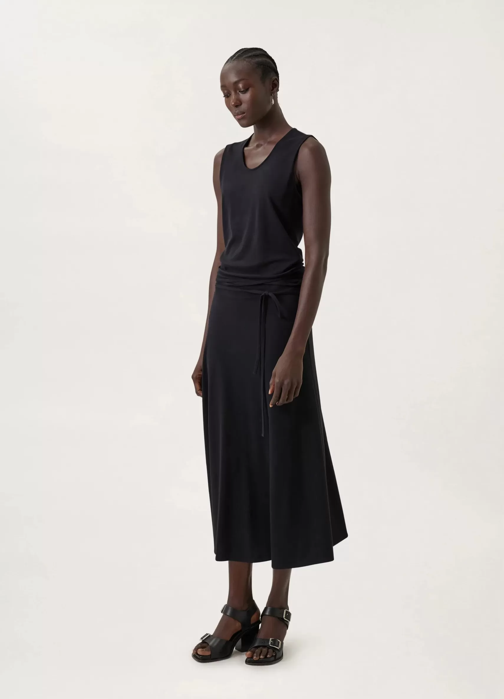 Belted Crepe Sleeveless Dress<LEMAIRE Hot