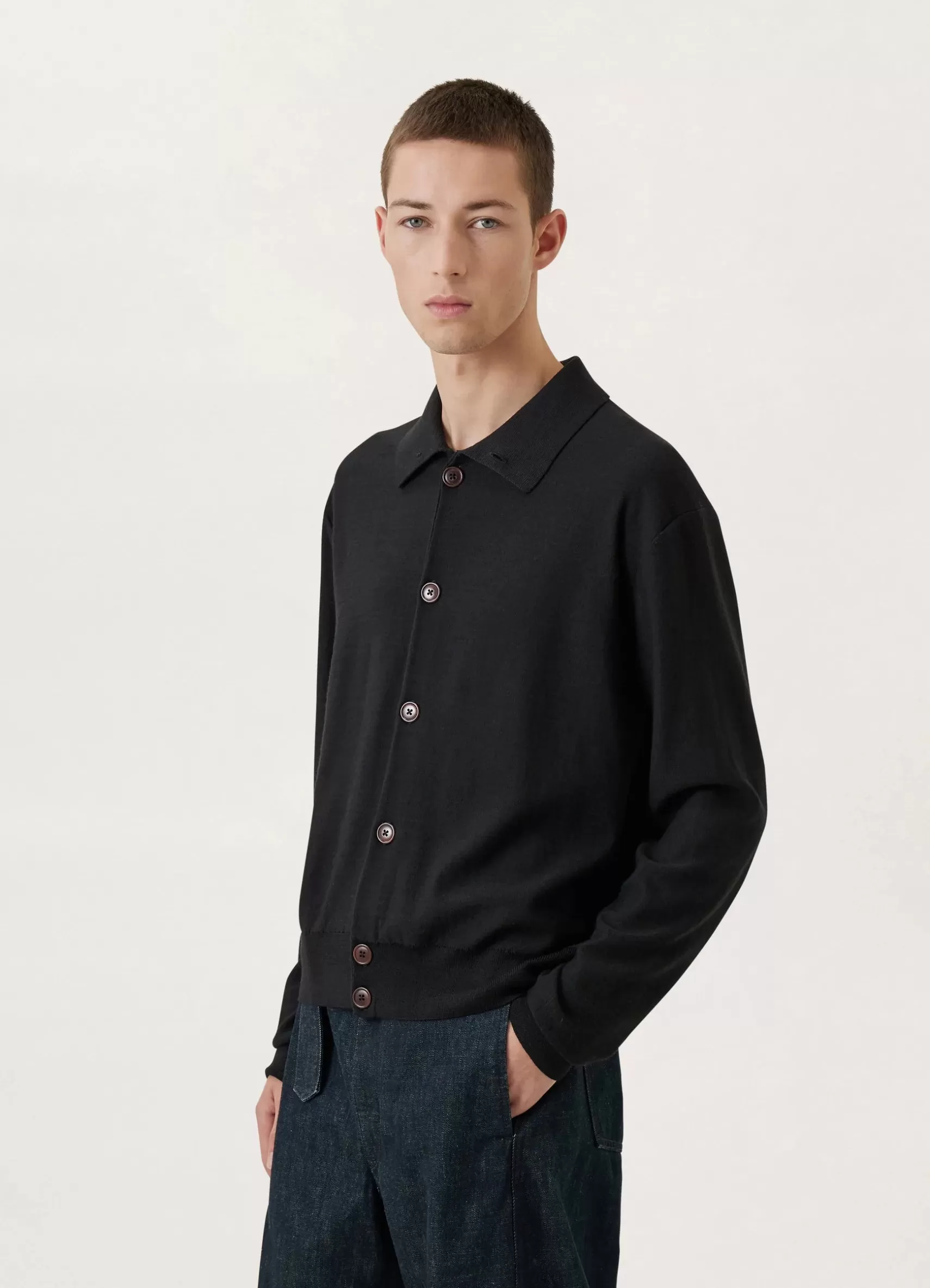 Convertible Collar Knit Shirt<LEMAIRE New